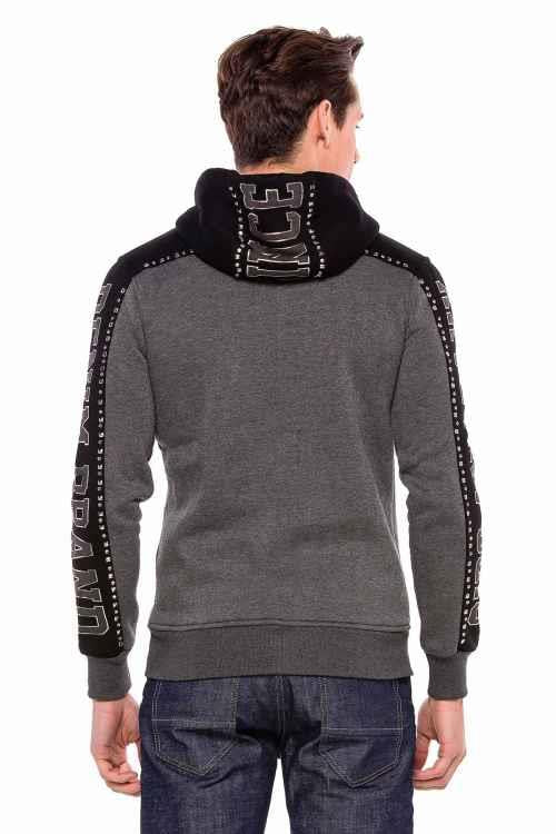 Cipo & Baxx CL381 Metal Drop Stoned Hooded Winter Sweatshirt ANTHRACITE