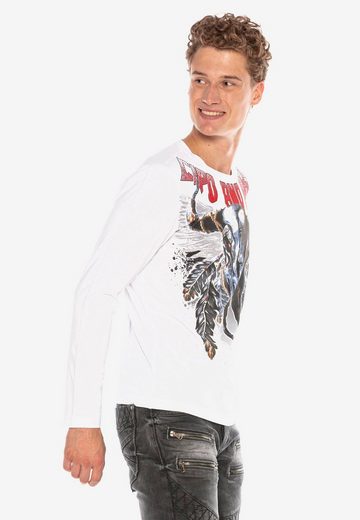 Cipo & Baxx CL396 Mystical Skull Stone Men's Sweatshirt WHITE