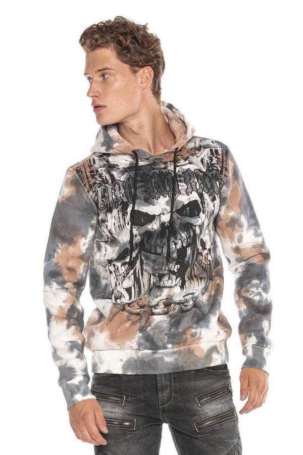 Cipo & Baxx CL405 Skull Head Gothic Pattern Hooded Sweatshirt BLACK