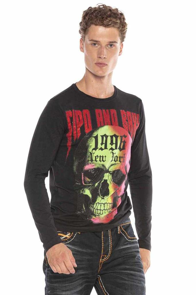 cipo & baxx CL406 Colorful Skull Men's Sweatshirt WHITE