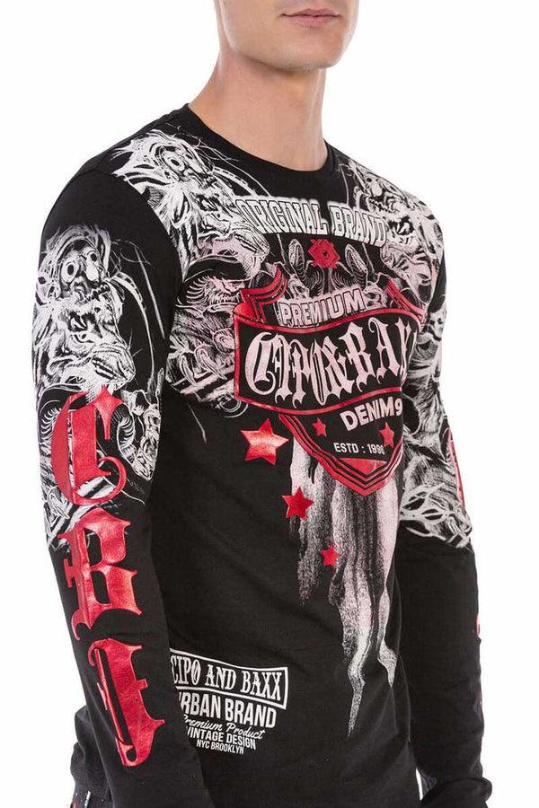 Cipo & Baxx CL450 Bright Printed Thin Sweatshirt BLACK