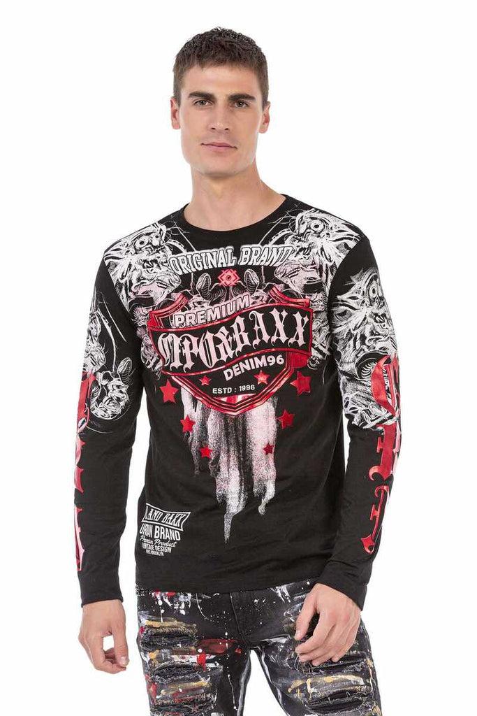 cipo & baxx CL450 Bright Printed Thin Sweatshirt BLACK