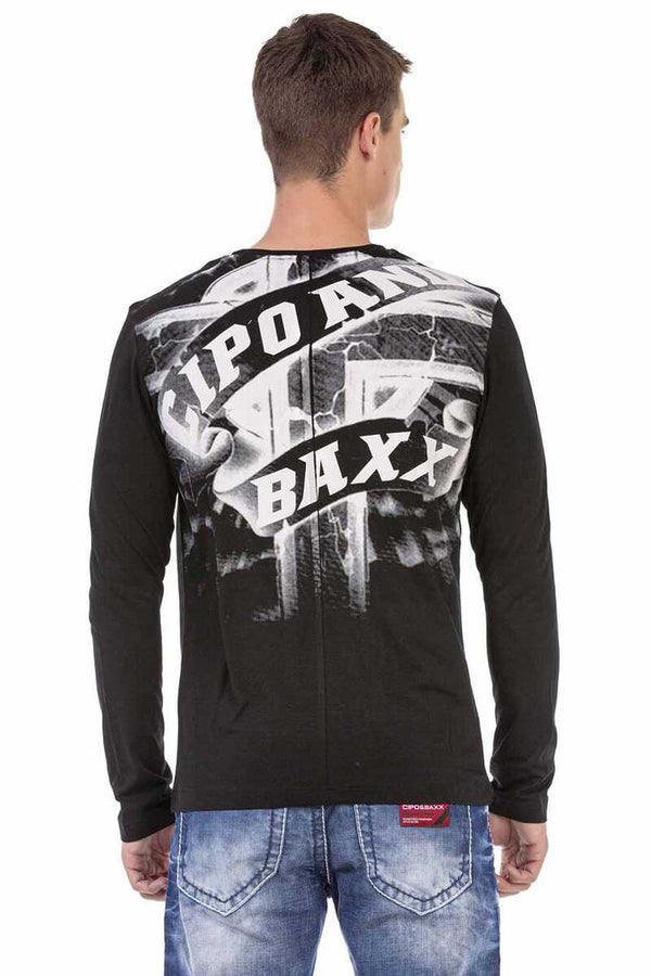 Cipo & Baxx CL452 Stone Printed Thin Sweatshirt BLACK