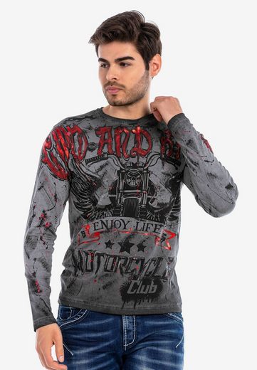 Cipo & Baxx CL455 Dye Printed Biker Sweatshirt ANTHRACITE