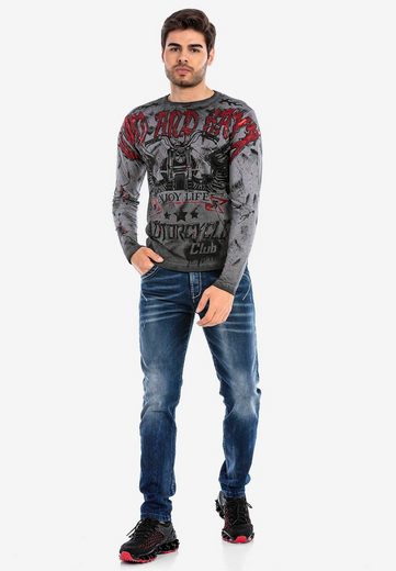 Cipo & Baxx CL455 Dye Printed Biker Sweatshirt ANTHRACITE