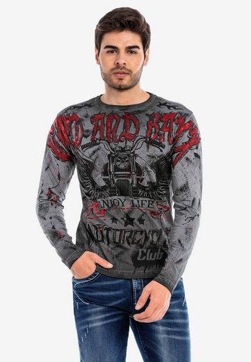 cipo & baxx CL455 Dye Printed Biker Sweatshirt ANTHRACITE