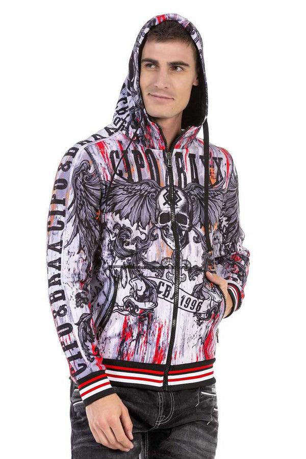 Cipo & Baxx CL462 Patterned Hooded Men's Sweatshirt GREY