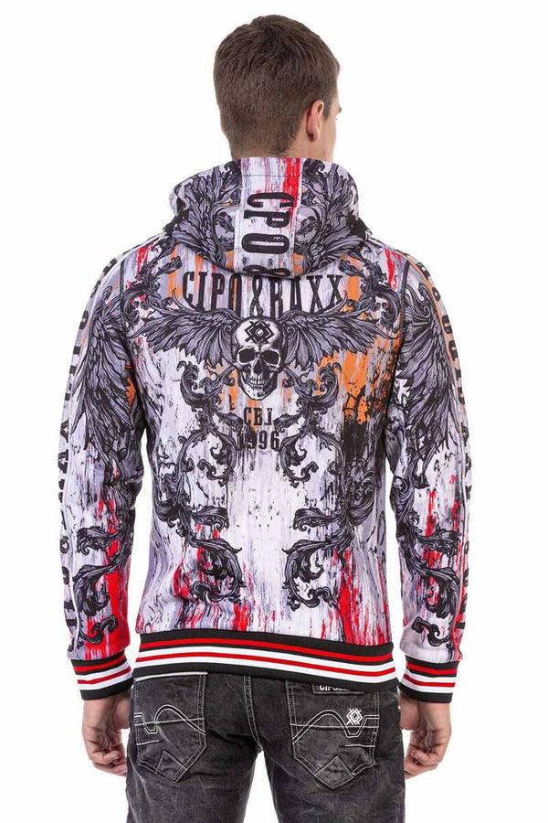 Cipo & Baxx CL462 Patterned Hooded Men's Sweatshirt GREY