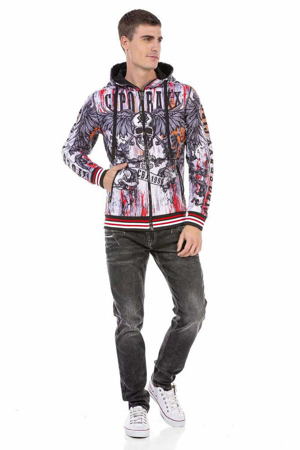 Cipo & Baxx CL462 Patterned Hooded Men's Sweatshirt GREY