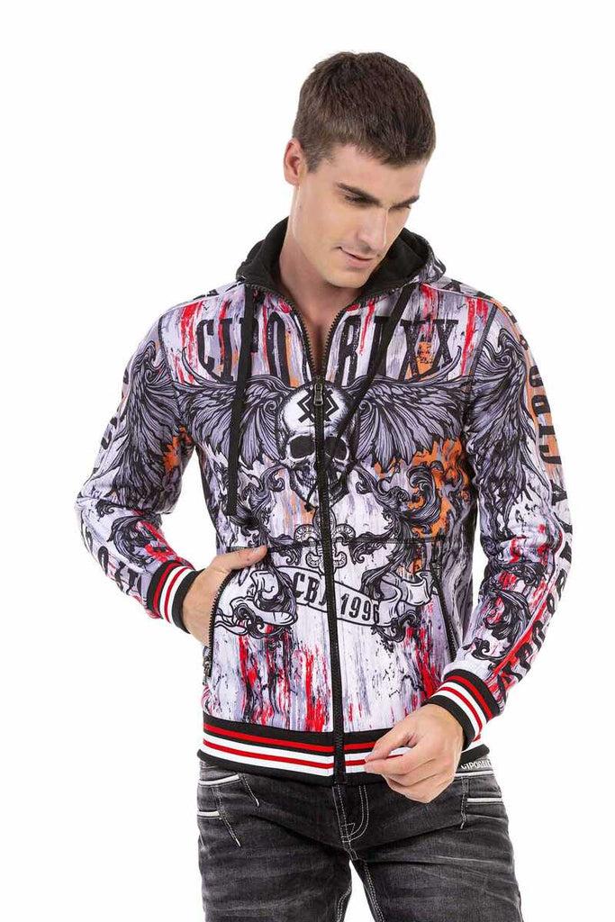 cipo & baxx CL462 Patterned Hooded Men's Sweatshirt GREY