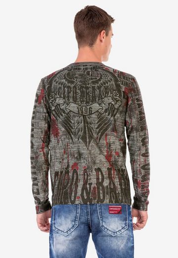 Cipo & Baxx CL466 Patterned O Neck Sweatshirt ANTHRACITE