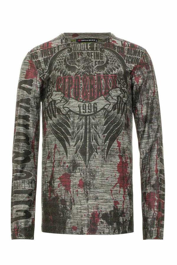 Cipo & Baxx CL466 Patterned O Neck Sweatshirt ANTHRACITE