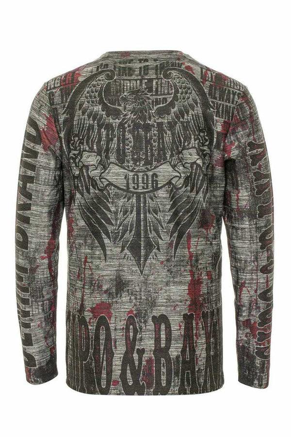 Cipo & Baxx CL466 Patterned O Neck Sweatshirt ANTHRACITE