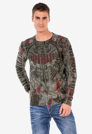 cipo & baxx CL466 Patterned O Neck Sweatshirt ANTHRACITE