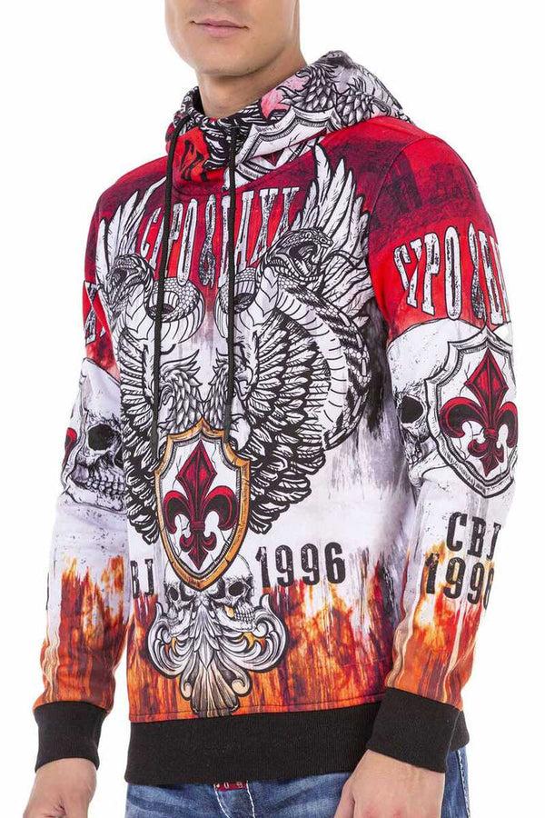 Cipo & Baxx CL469 Printed Hooded Winter Sweatshirt RED