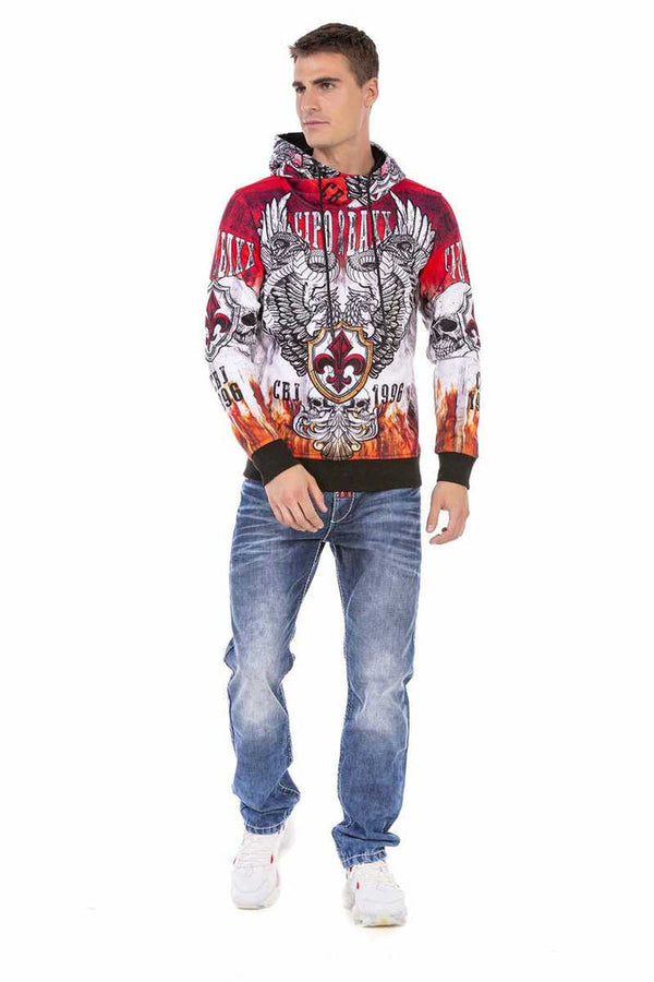 Cipo & Baxx CL469 Printed Hooded Winter Sweatshirt RED