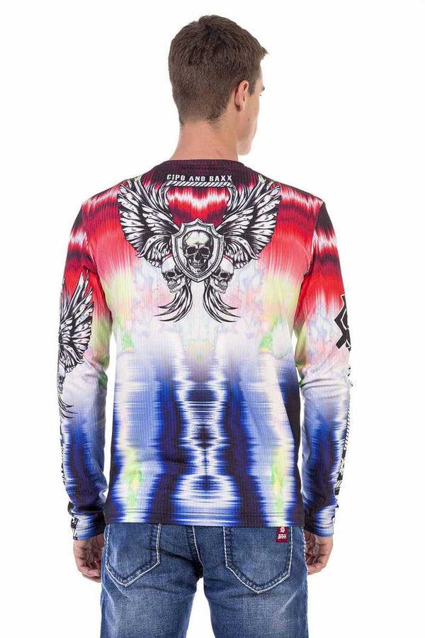 Cipo & Baxx CL484 Colorful Patterned Printed Sweatshirt RED-BLUE