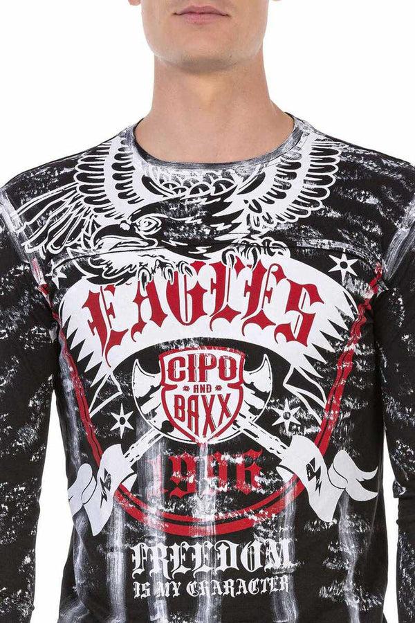 Cipo & Baxx CL493 Eagles Printed Men's Sweatshirt BLACK