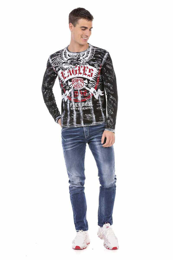 Cipo & Baxx CL493 Eagles Printed Men's Sweatshirt BLACK