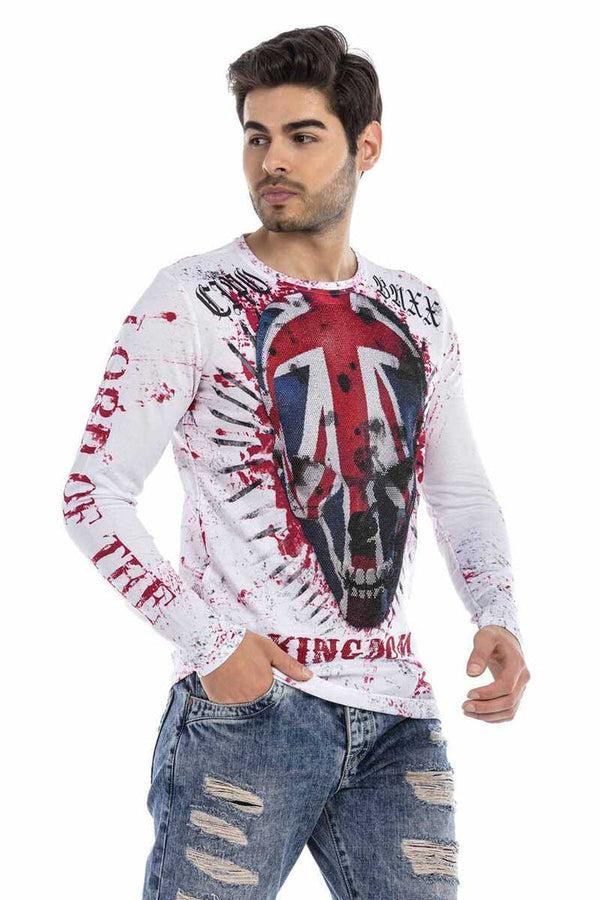 Cipo & Baxx CL498 Great Britain Patterned Men's Sweatshirt WHITE