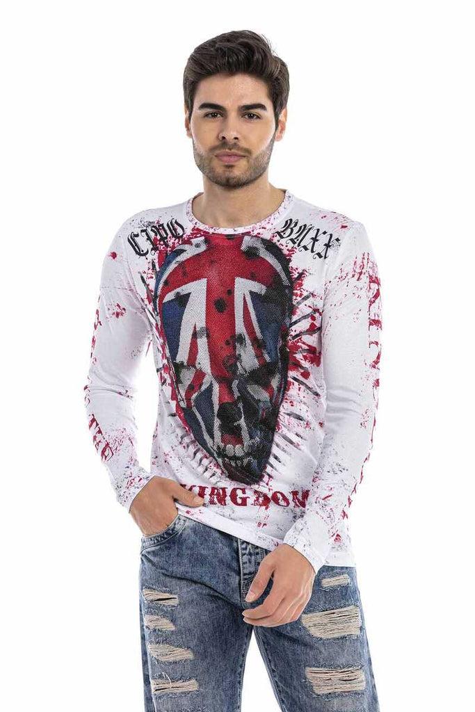 cipo & baxx CL498 Great Britain Patterned Men's Sweatshirt WHITE