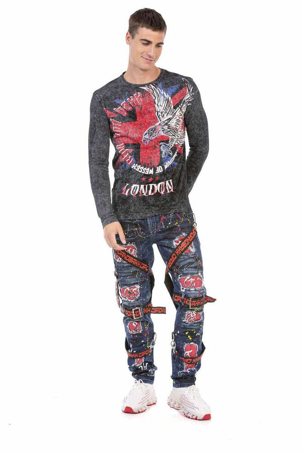 Cipo & Baxx CL499 Great Britain Patterned Sweatshirt BLACK