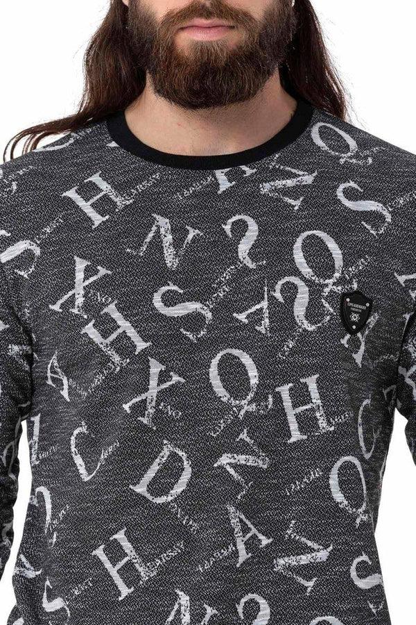 Cipo & Baxx CL513 O Neck Patterned Thick Sweatshirt ANTHRACITE