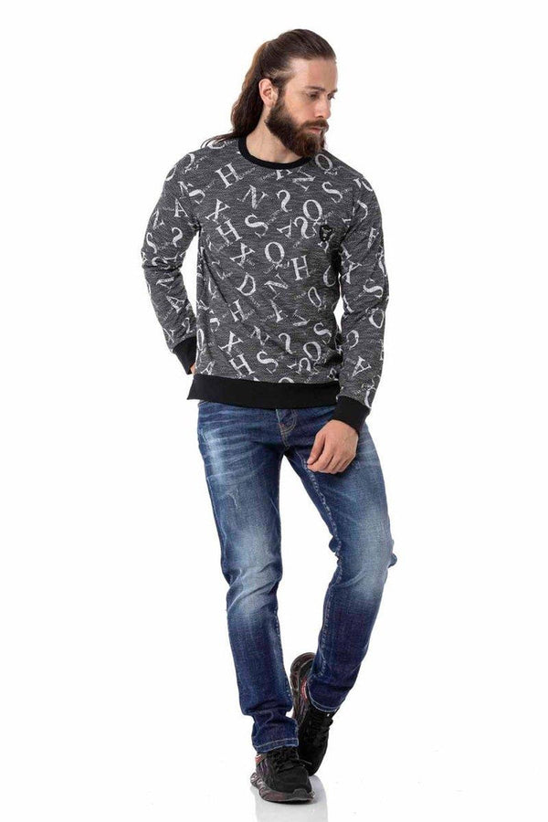 Cipo & Baxx CL513 O Neck Patterned Thick Sweatshirt ANTHRACITE