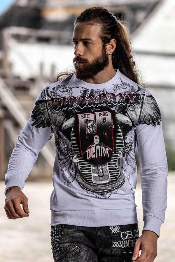 Cipo & Baxx Cl515 Eagle Patterned White Thick Sweatshirt BLACK