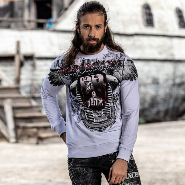 Cipo & Baxx Cl515 Eagle Patterned White Thick Sweatshirt BLACK