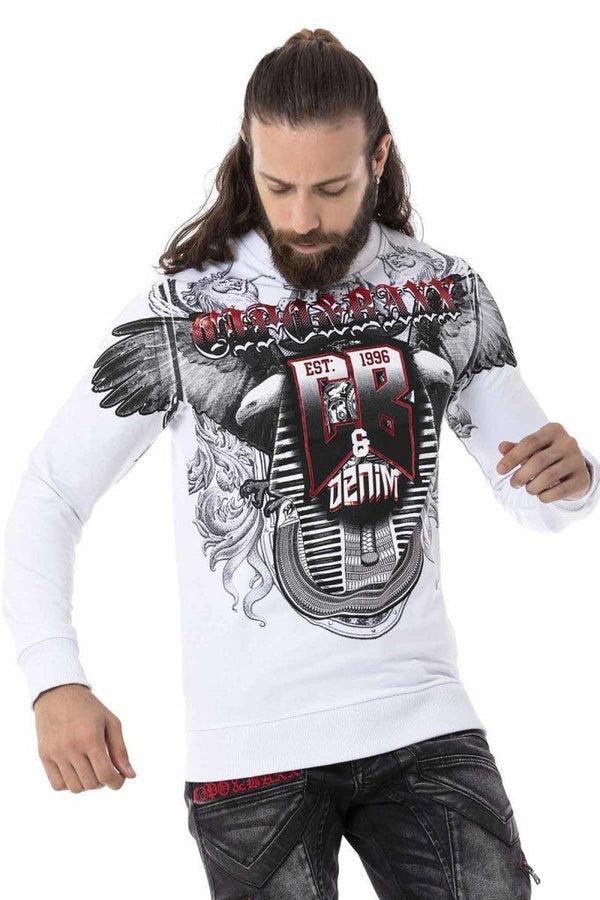 Cipo & Baxx Cl515 Eagle Patterned White Thick Sweatshirt BLACK