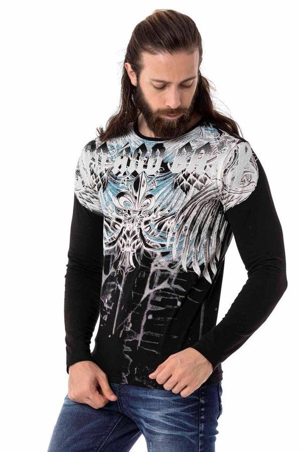 Cipo & Baxx CL516 Royal Patterned Thin Sweatshirt BLACK