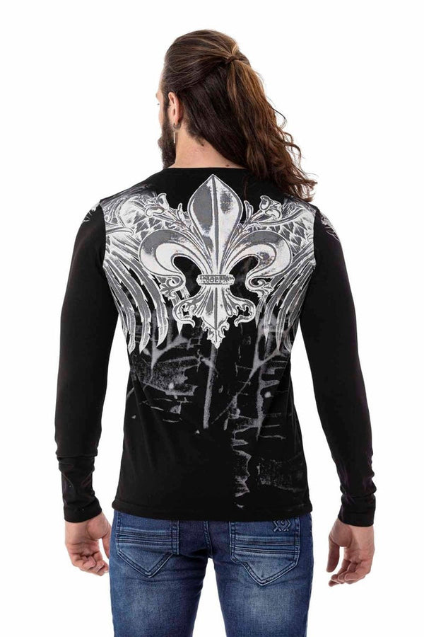 Cipo & Baxx CL516 Royal Patterned Thin Sweatshirt BLACK
