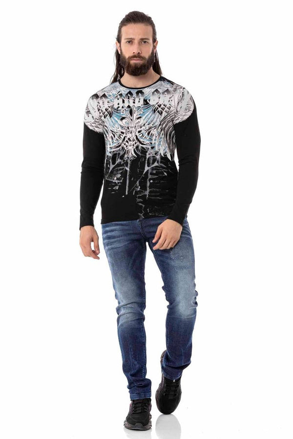 Cipo & Baxx CL516 Royal Patterned Thin Sweatshirt BLACK