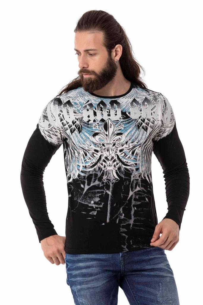 cipo & baxx CL516 Royal Patterned Thin Sweatshirt BLACK