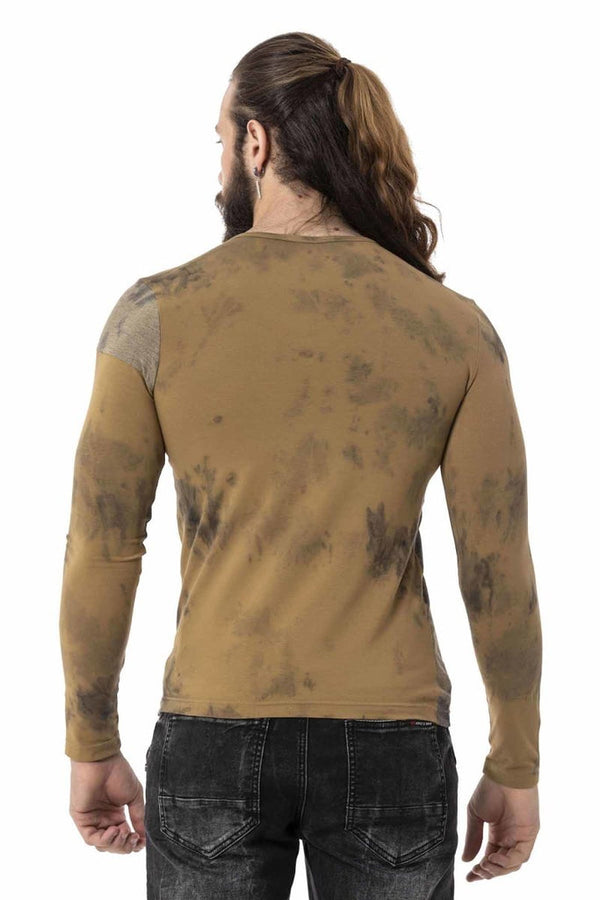 Cipo & Baxx CL524 V-Neck Patterned Sweatshirt MUSTARD