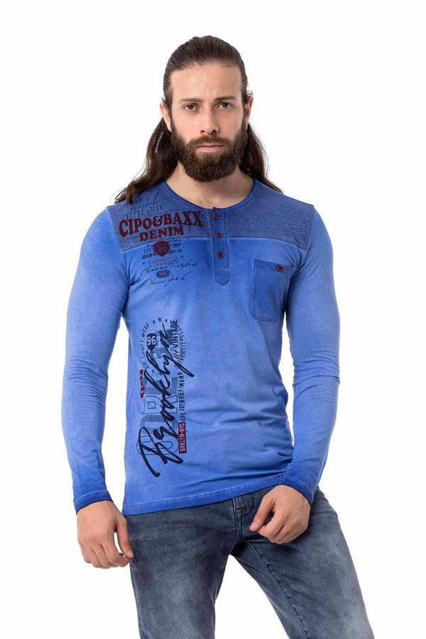 Cipo & Baxx CL527 Thin Sweatshirt With Front Pocket BLUE