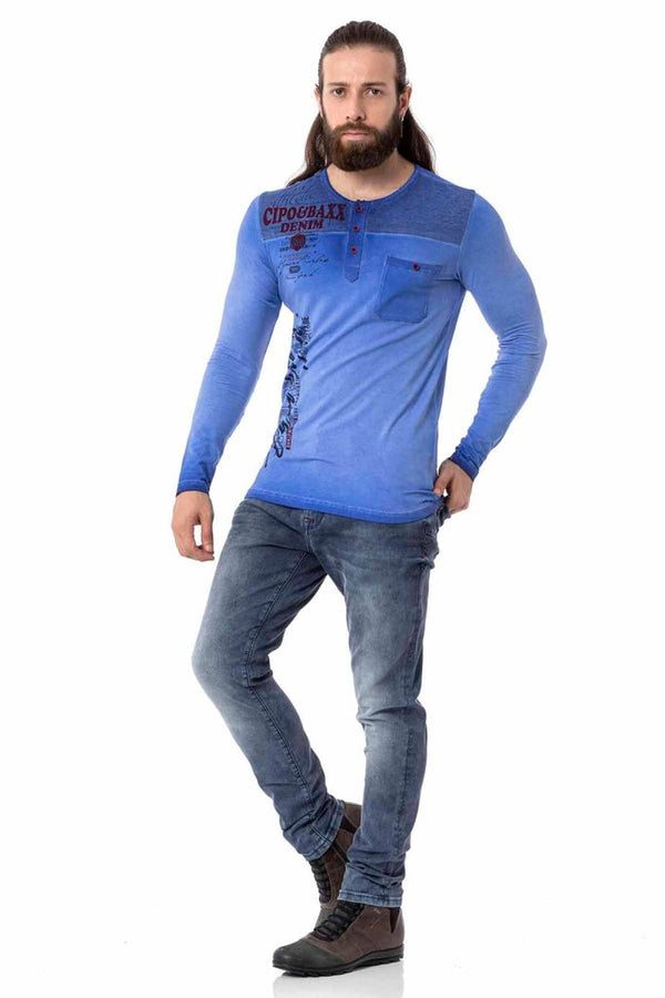 Cipo & Baxx CL527 Thin Sweatshirt With Front Pocket BLUE