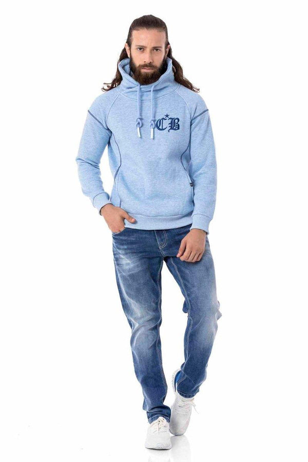 Cipo & Baxx CL529 Jumbo Collar Winter Sweatshirt BLUE