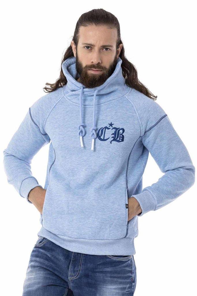 cipo & baxx CL529 Jumbo Collar Winter Sweatshirt BLUE