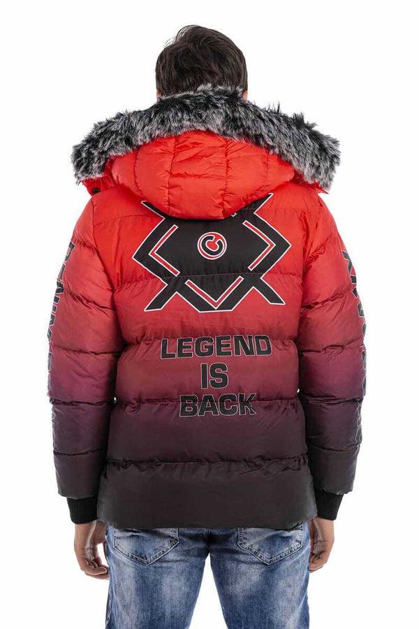 Cipo & Baxx CM190 Men's Red Shearling Puffer Coat RED
