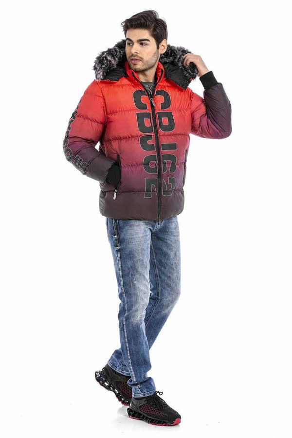 Cipo & Baxx CM190 Men's Red Shearling Puffer Coat RED