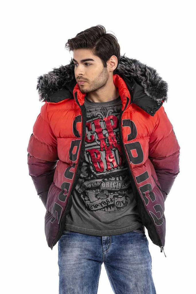 cipo & baxx CM190 Men's Red Shearling Puffer Coat RED
