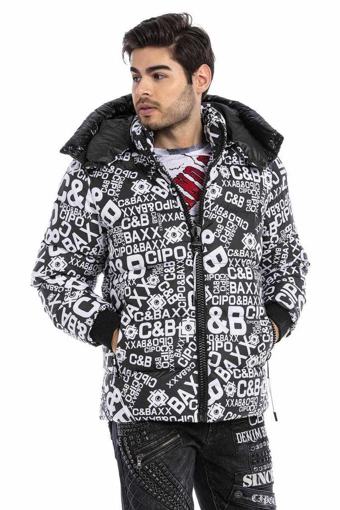 cipo & baxx CM193 CIPO & BAXX Printed Puffer Jacket BLACK