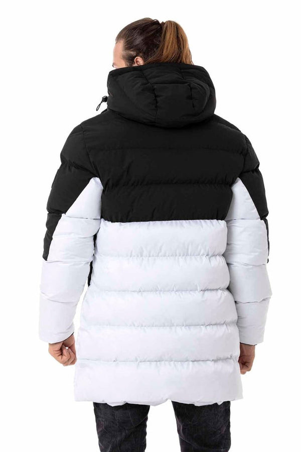Cipo & Baxx CM206 Men's Puffer Jacket In Black And White Colors BLACK