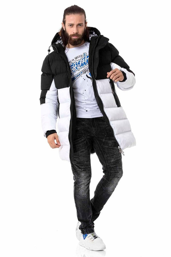 Cipo & Baxx CM206 Men's Puffer Jacket In Black And White Colors BLACK