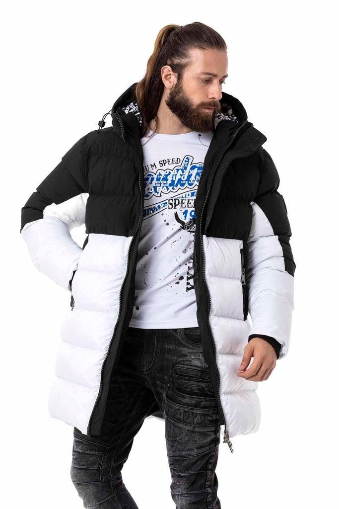 cipo & baxx CM206 Men's Puffer Jacket in Black and White Colors BLACK