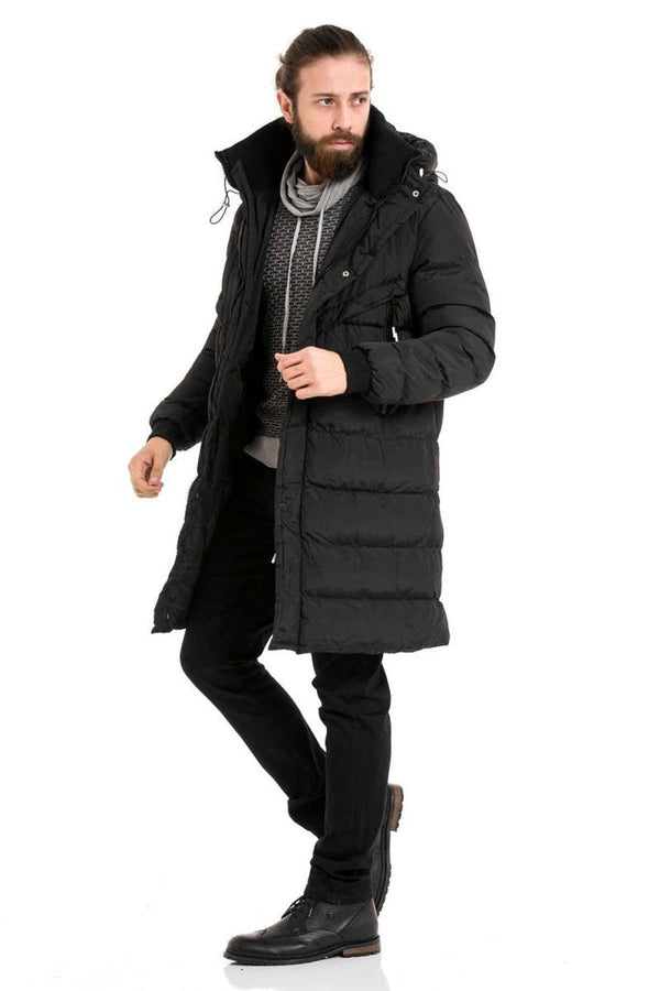 Cipo & Baxx CM213 Knee Length Men's Puffer Coat BLACK