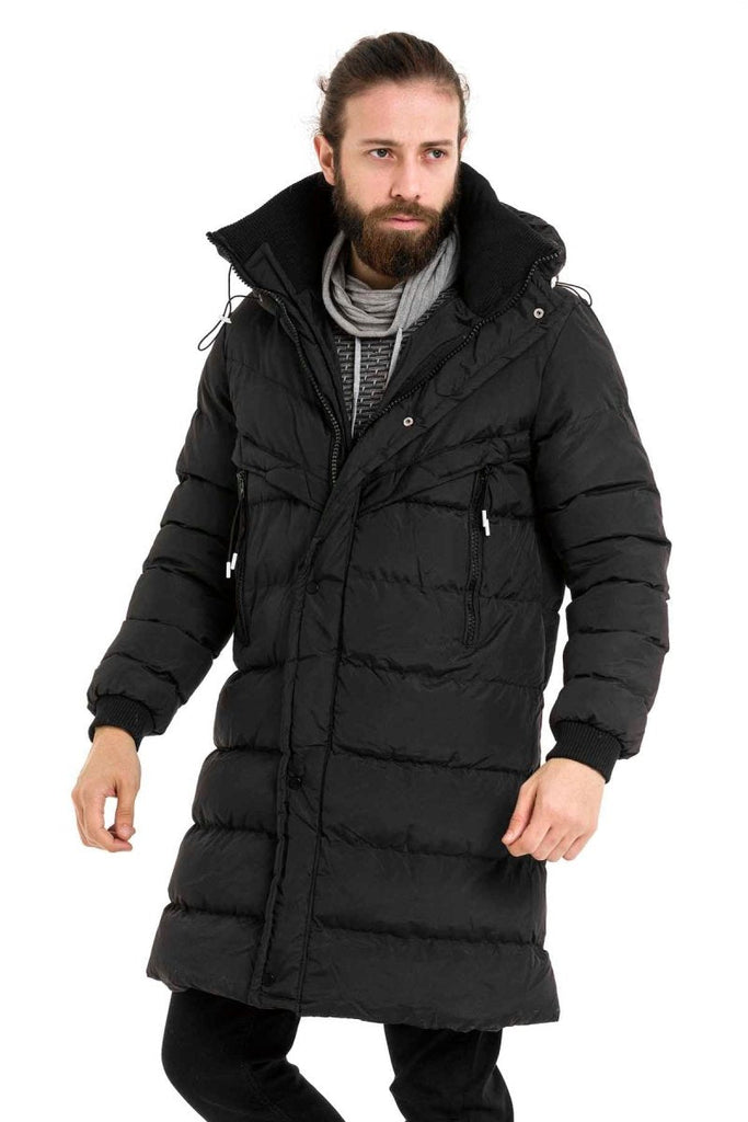 cipo & baxx CM213 Knee Length Men's Puffer Coat BLACK