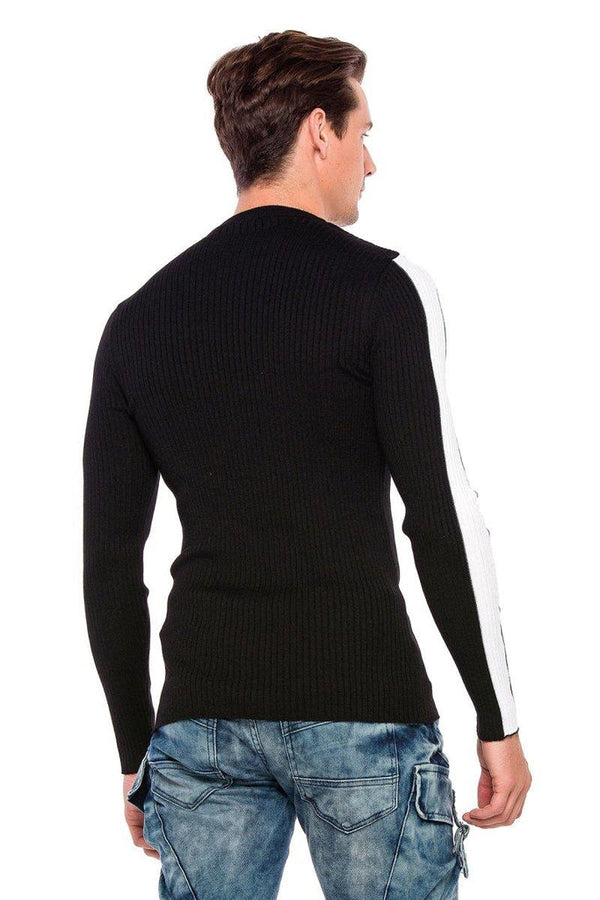 Cipo & Baxx CP194 Striped Sleeve Knitwear Sweater RED